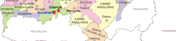 Assam Map, Assam Tourist Map