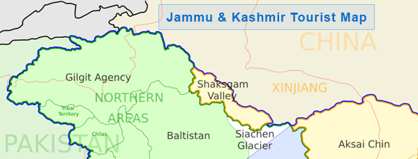 Jammu and Kashmir Map, Jammu and Kashmir Tourist Map