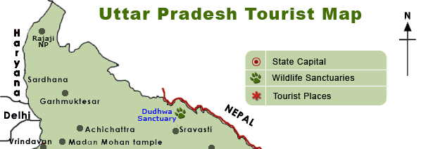 Uttar Pradesh Map, Uttar Pradesh Tourist Map