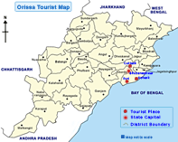Orissa tourist map