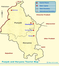 Punjab and Haryana tourist map